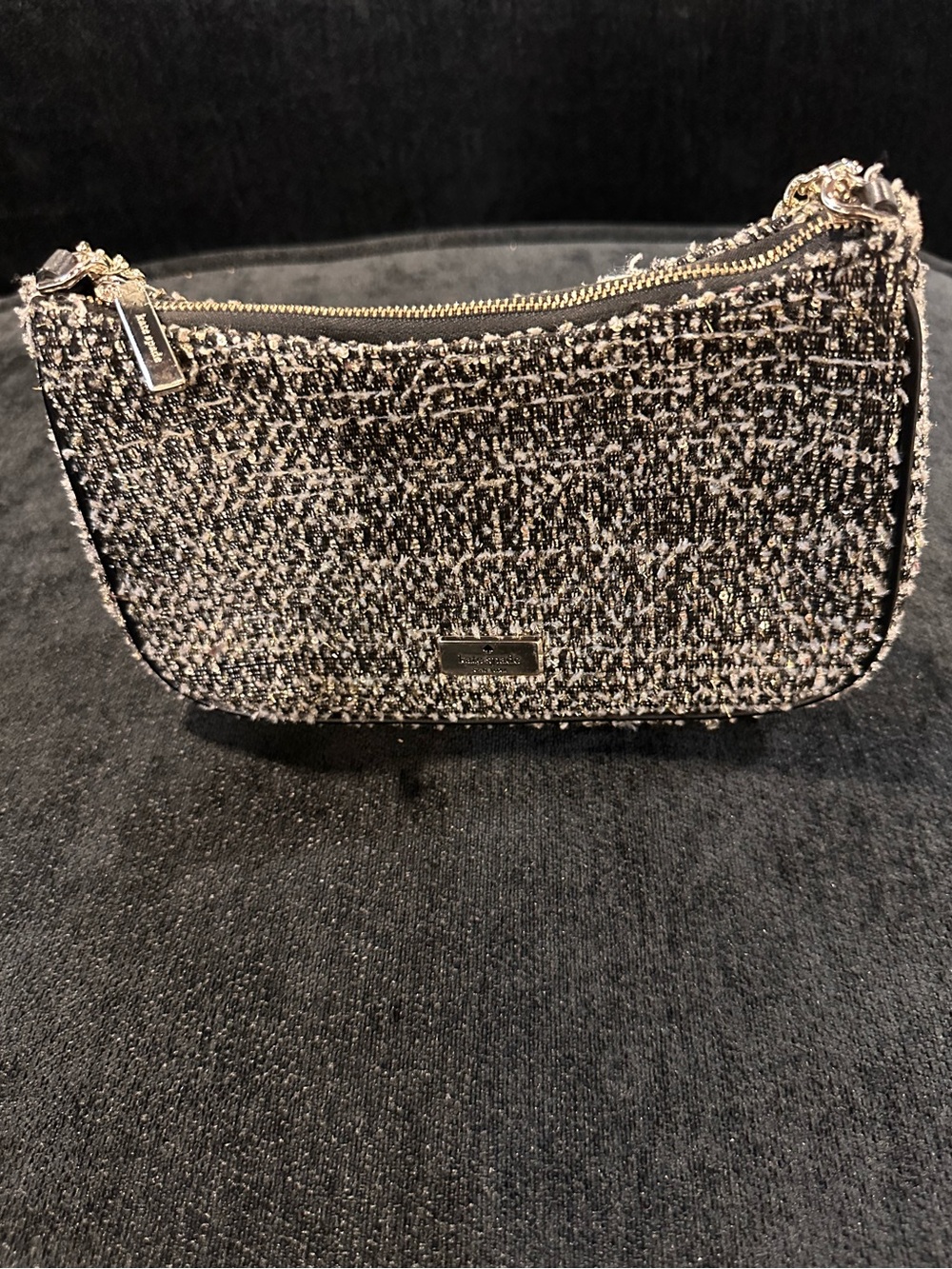 Kate Spade Black & Gold Tweed Evening Bag